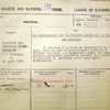 Zapis w rejestrze Ligi Narodów dot. wyznaczenia Ignacego Jana Paderewskiego na stałego delegata RP przy LN, 1920 r. (United Nations Archives at Geneva).