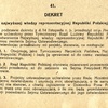 Dekret o najwyższej władzy reprezentacyjnej Republiki Polskiej, artykuły 1-3, 22 listopada 1918 r. 