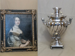 Portret królowej Ludwiki Marii Gonzagi de Nevers (1611-1667) oraz XIX-wieczny samowar